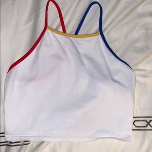Colorful strapped white crop top